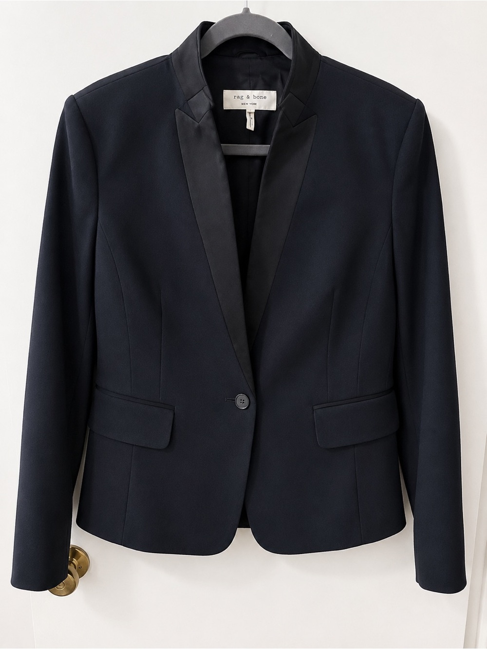 rag & bone Women's Black Tailored Satin Lapel Tuxedo Blazer Size 10